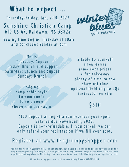 Winter Blues Quilt Retreat 2027